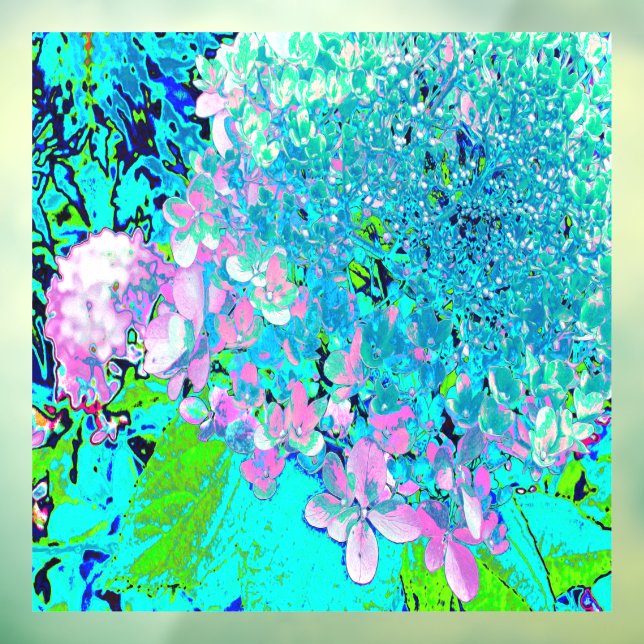 Elegant Pink and Blue Limelight Hydrangea Window Cling (Sheet 3)