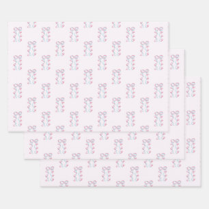 Elegant Pink and Blue Ribbon Bow Wrapping Paper