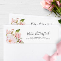Elegant Pink and Blush Floral Return Address