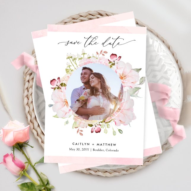 Elegant Pink and Blush Photo Wedding Save the Date (Creator Uploaded)
