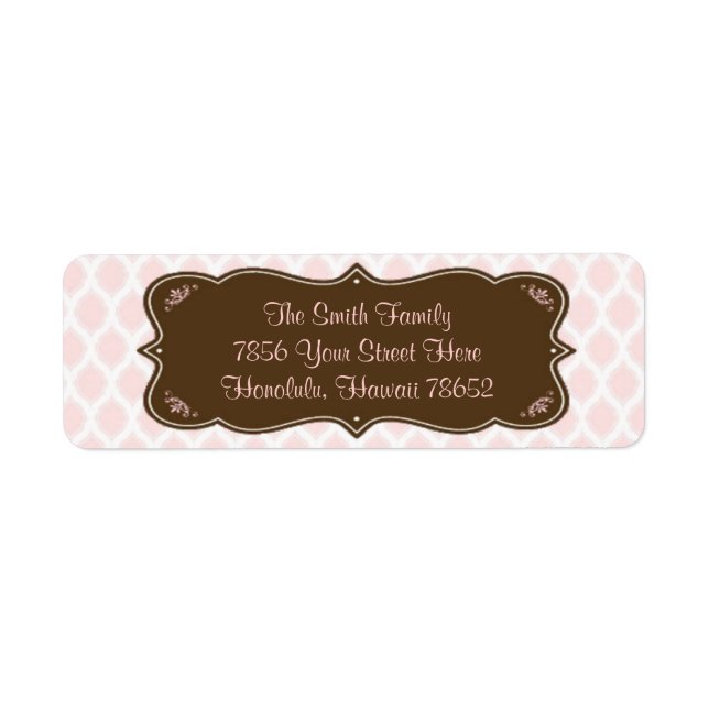 Elegant Pink and Brown Address Labels (Front)
