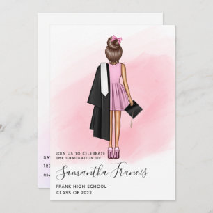 Elegant Pink and Brown Girl Graduation Party Invit Invitation