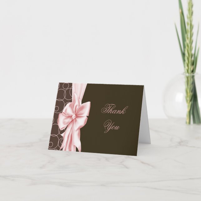 Elegant Pink and Brown Thank You Cards (Front)