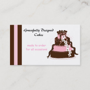 Elegant Pink and Chocolate Cake Business Card