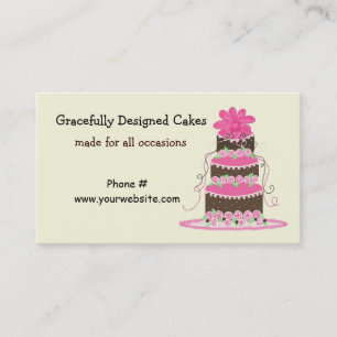 Elegant Pink and Chocolate Cake Business Card
