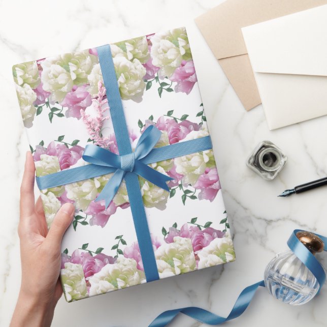 Elegant Pink and Cream Peony Wrapping Paper (Gifting)