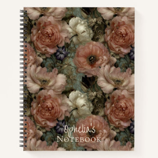 Elegant Pink and Cream Personalised Floral Notebook