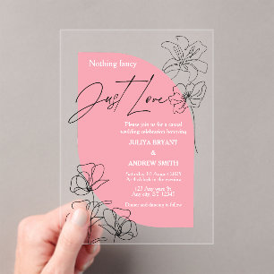 Elegant pink and cream script Wedding Acrylic Invitations