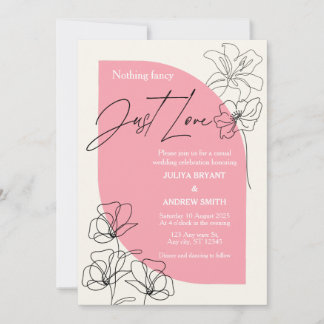 Elegant  pink and  cream script Wedding  Invitation