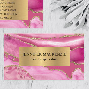 Elegant Pink and Gold Agate Luxury Business Card