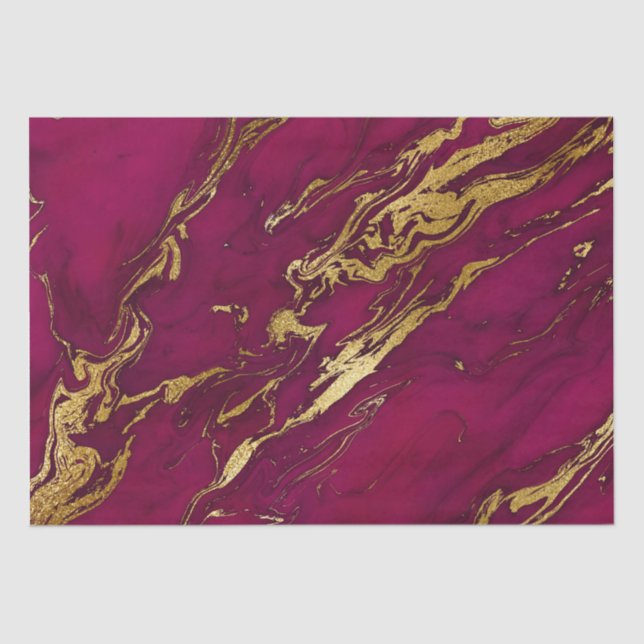 Elegant Pink and Gold Autumn Fall Marble Stone Tissue Paper (Front)