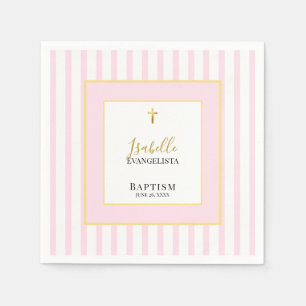 Elegant Pink and Gold Baptism Party Napkin