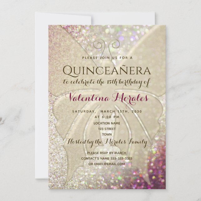 Elegant Pink and Gold Birthday Invitation (Front)