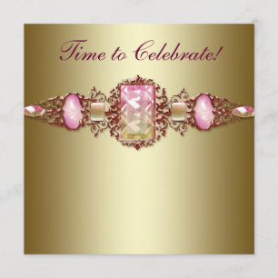 Elegant Pink and Gold Birthday Party Invitation
