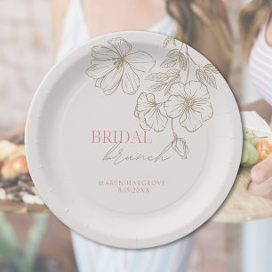 Elegant Pink and Gold Bridal Brunch Bridal Shower Paper Plate