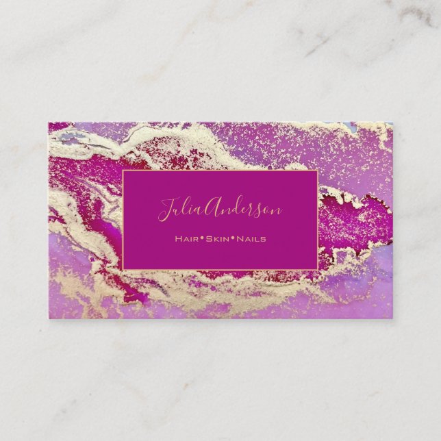 Elegant Pink and Gold Business Card (Front)