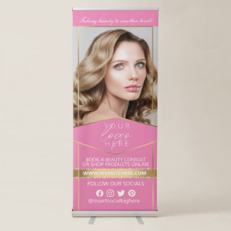Elegant Pink and Gold Business Retractable Banner