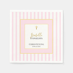 Elegant Pink and Gold Christening Party Napkin