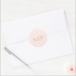 Elegant Pink and Gold Classic Wedding Round Sticker<br><div class="desc">Elegant wedding stickers featuring a simple and minimal design with your monogram.  This classic style is perfect for a formal wedding.</div>