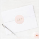 Elegant Pink and Gold Classic Wedding Round Sticker<br><div class="desc">Elegant wedding stickers featuring a simple and minimal design with your monogram.  This classic style is perfect for a formal wedding.</div>