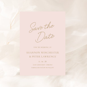 Elegant Pink and Gold Classic Wedding Save The Date