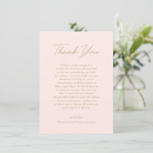 Elegant Pink and Gold Classic Wedding Thank You Card