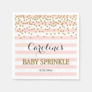 Elegant Pink and Gold Confetti Baby Girl Sprinkle Napkin