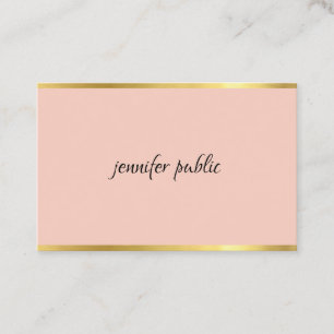 Elegant Pink And Gold Cursive Hand Script Modern Business Card