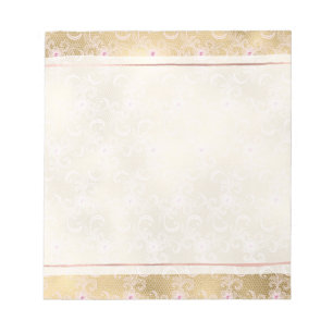 Elegant Pink and Gold Floral Lace Notepad