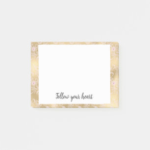 Elegant Pink and Gold Floral Lace Post-it Notes