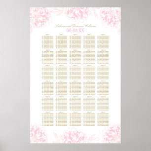 Elegant Pink and Gold Floral Peony Wedding Seating Poster