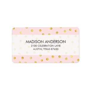Elegant Pink And Gold Foil Confetti Dots Pattern Label
