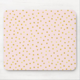 Elegant Pink And Gold Foil Confetti Dots Pattern Mouse Mat