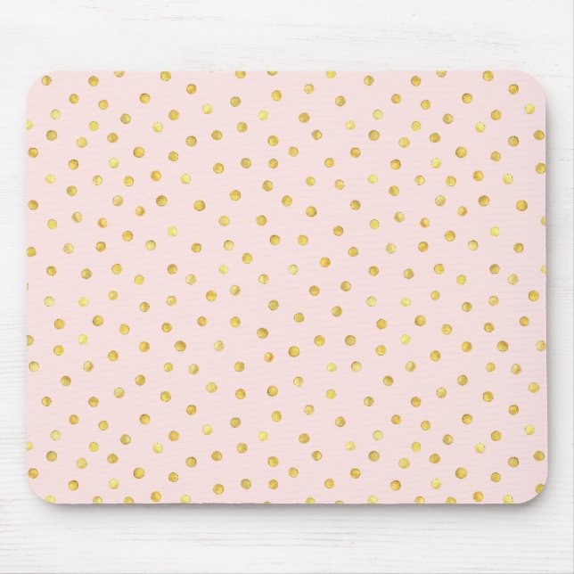 Elegant Pink And Gold Foil Confetti Dots Pattern Mouse Mat (Front)