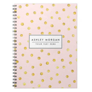 Elegant Pink And Gold Foil Confetti Dots Pattern Notebook