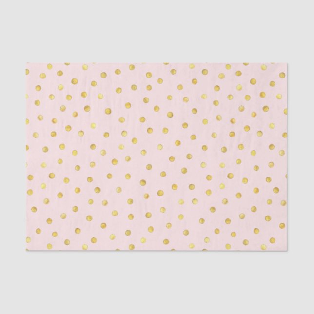 Elegant Pink And Gold Foil Confetti Dots Pattern Tissue Paper (Front)