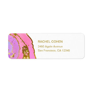 Elegant Pink and Gold Geode Label