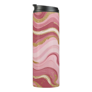 Elegant Pink and Gold Marble Thermal Tumbler
