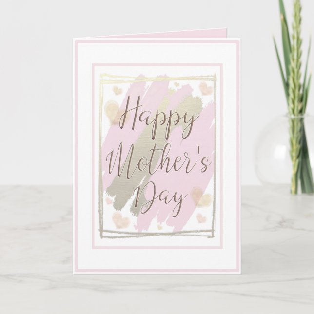 Elegant Pink and Gold Mother's Day Card (Front)