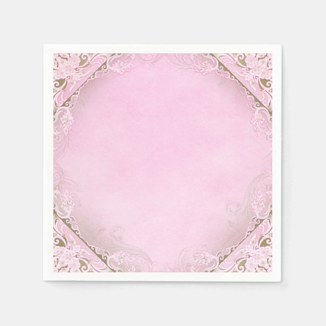 Elegant Pink and Gold Napkin (Front)