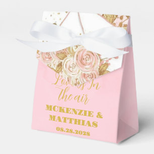 Elegant Pink and Gold Peony Floral Wedding Favour Box