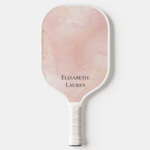Elegant Pink and Gold Pickleball Paddle