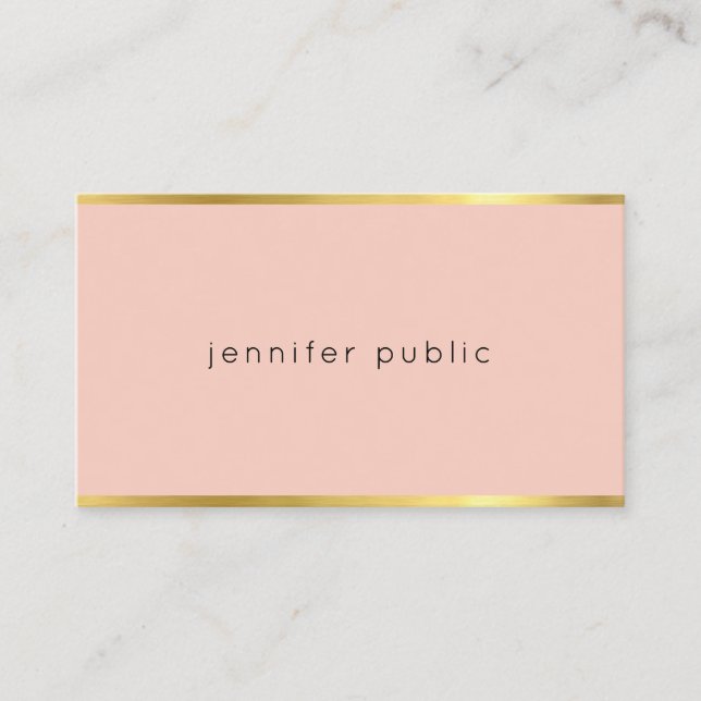 Elegant Pink And Gold Professional Beautiful Plain Business Card (Front)