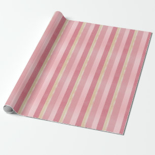 Elegant Pink and Gold Striped Pattern Wrapping Paper