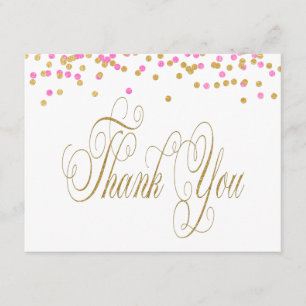 Elegant Pink and Gold Thank You Cards
