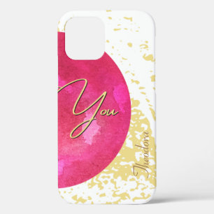 Elegant Pink and Gold Watercolor Abstract Art iPhone 12 Case