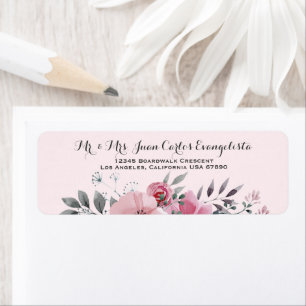 Elegant PINK and GRAY Floral Address Label