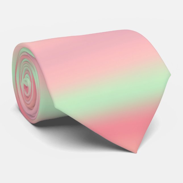 Elegant Pink and Green Ombre Tie (Rolled)