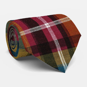 Elegant Pink and Green Plaid Gingham Pattern Tie