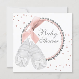 Elegant Pink and Grey Baby Shower Invitation